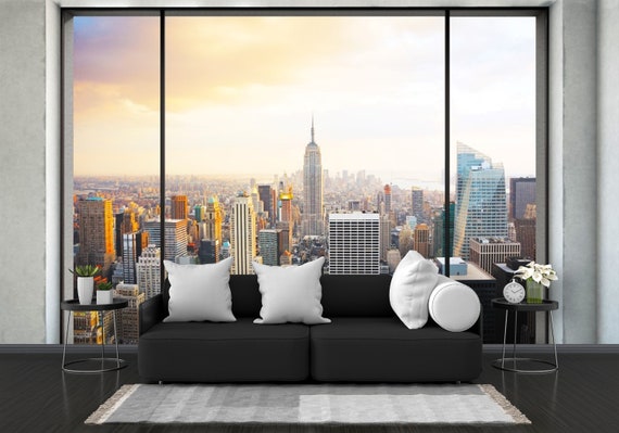 City Wallpaper Window Wall Sticker Tower Effect View Wall Etsy