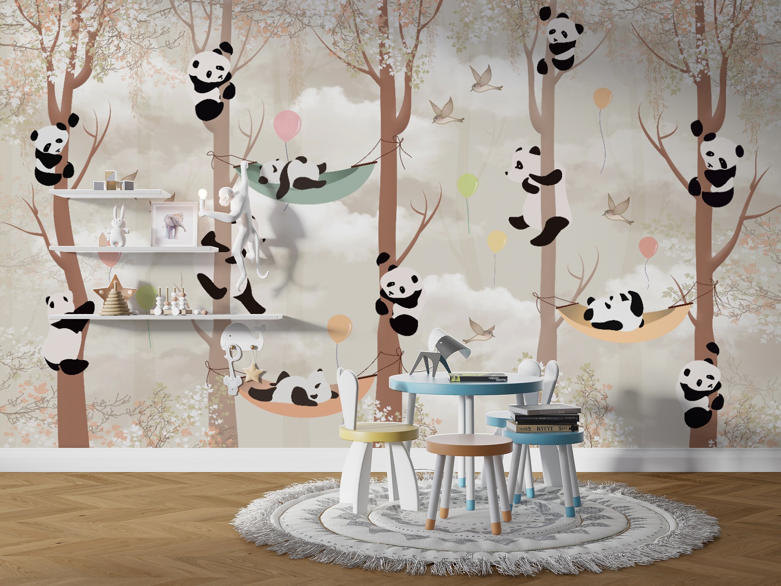 Kawaii Panda Fabric, Wallpaper and Home Decor