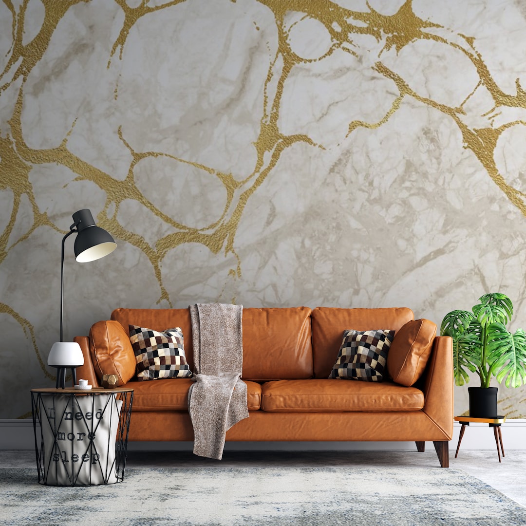 Yellow Marble Wallpaper, Ancient Wall Surface, Vintage Textured ...