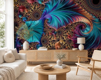 Bunte Kunst Tapete Wandbild: Schälen und Kleben Stoff Wand Dekor