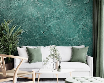 Green Background Concrete Wallpaper, Living Room Wallpaper, Self Adhesive Peel and Stick Wall Murals