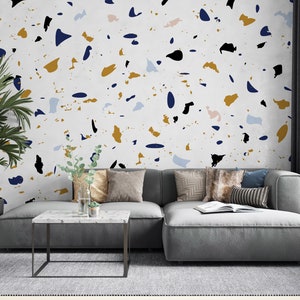 Terrazzo Pattern Wallpaper, Colorful Peel and Stick Wall Mural, Living Room Wall Art