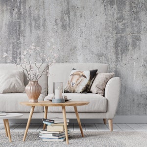 Grey Concrete Wallpaper, Living Room Wallpaper, Temporary Wallpaper, Self Adhesive Peel and Stick Wall Murals