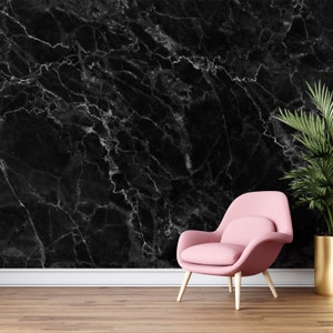 Black Marble Wallpaper, Peel and Stick Wallpaper, Marble Texture Wall Mural, Abstract Wallpaper