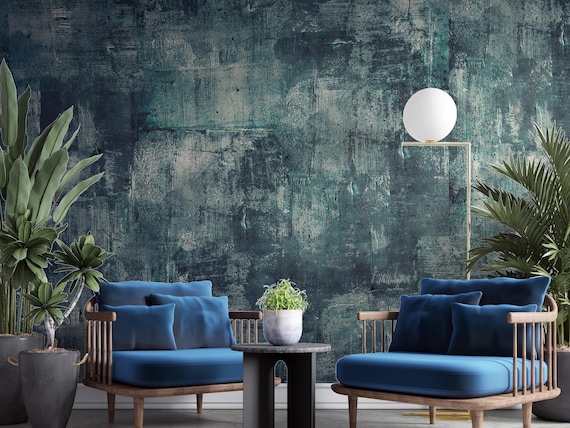 Blue Concrete Marble Texture Wallpaper: Peel and Stick Wall Mural