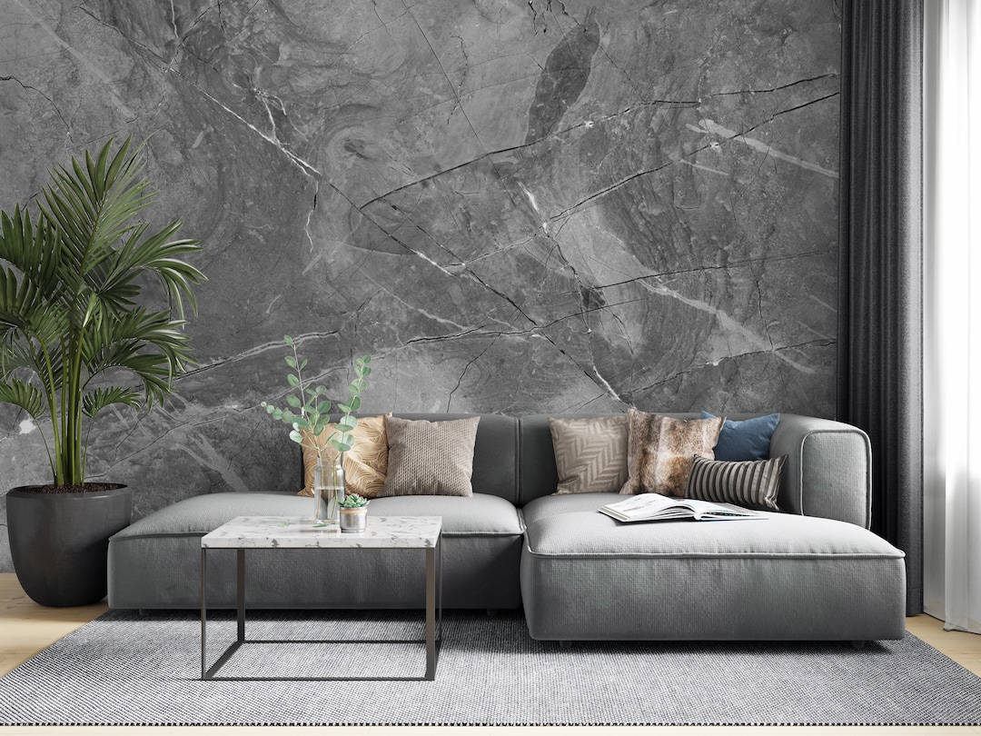 Grey Marble Wallpaper Background Wallpaper Kitchen Room - Etsy
