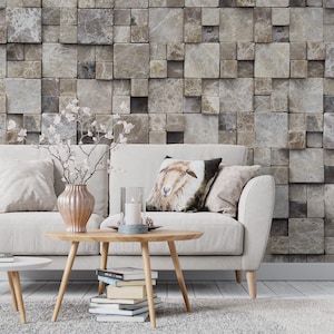 3d Stone Wallpaper, Art Deco Textured Wall Mural, Industrial Old Stone Peel and Stick