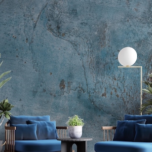 Blue Concrete Texture Wallpaper: Peel and Stick Living Room Wall Decor