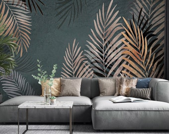 Green Tropical Wallpaper, Background Wallpaper, Floral Wallpaper, Self Adhesive Peel and Stick Wall Mural, Wall Decor