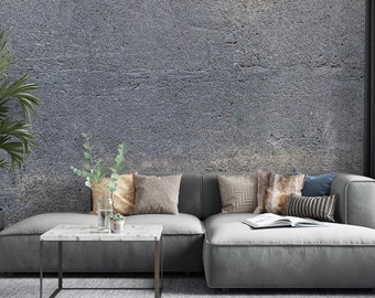 Papel tapiz con textura de hormigón gris - Tela removible, autoadhesiva