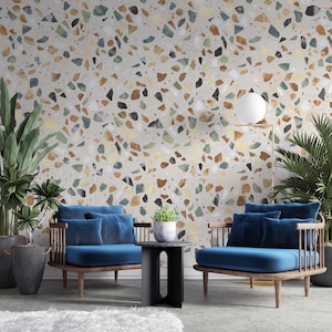 Terrazzo Pattern Wallpaper, Colorful Peel and Stick Wall Mural, Background Wall Art