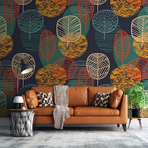 Art Wallpaper Peel and Stick, Removable Wallpaper, Abstract Wall Mural, Temporary Art Wallpaper