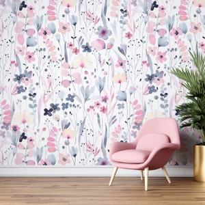 Floral Pattern Wallpaper, Living Room Peel and Stick Wall Mural, Self Adhesive Wall Art