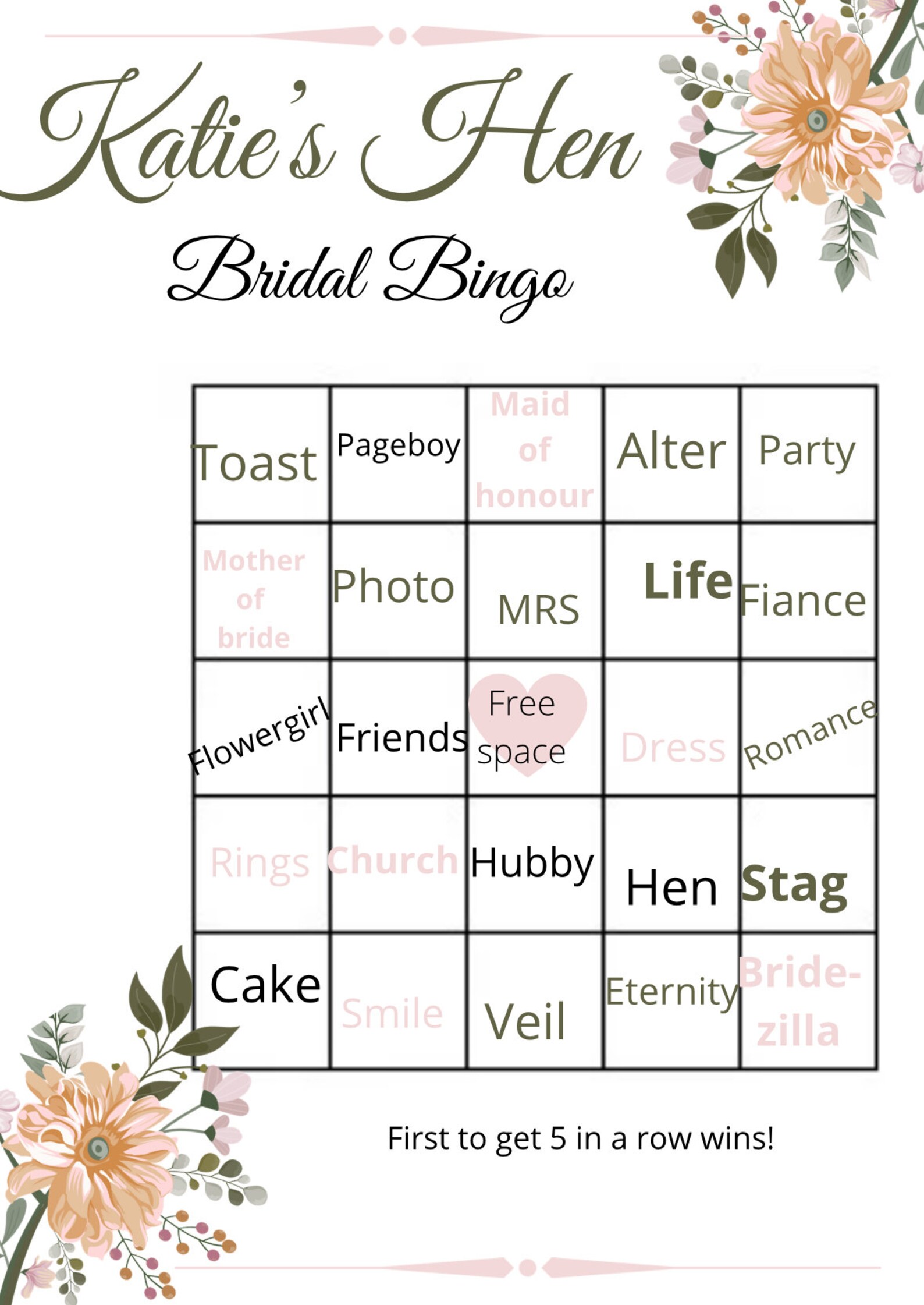 Hen Party Bingo! Etsy — free download
