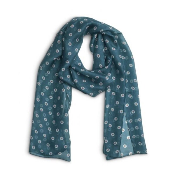 Teal with White Dots 100% Silk Scarf | Women's Silk Scarf