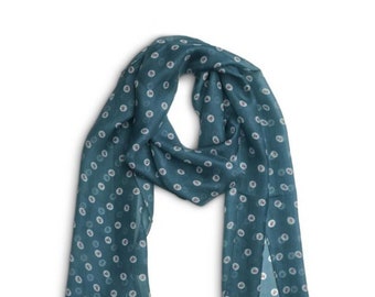 Teal with Dots 100% Silk Scarf | Women's Silk Scarf