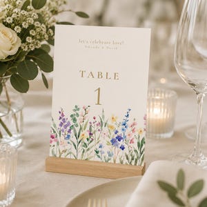 Floral Wedding Table Numbers Template | Editable Canva Table Number | Wildflower Wedding Decor | Bloom Collection | Instant Download