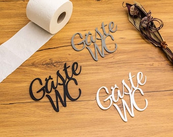 Panneau de porte de toilettes pour invités, toilettes, lettrage 3D, panneau de toilettes pour invités, autocollant