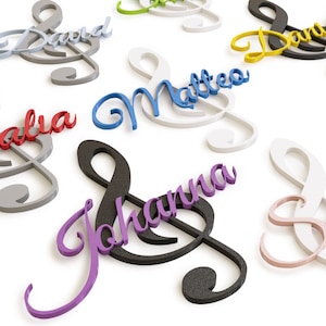 Name Door Sign Personalized Clef Wall Sign Music Lettering Door Sign Customized