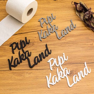 Pipi Kaka Land Door Sign WC Toilets 3D Lettering Guest Toilet Toilet Sign Self-Adhesive