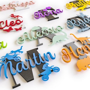 Panneau de porte XL personnalisé pour chambre d'enfant, panneau de nom avec motifs, inscription murale individuelle