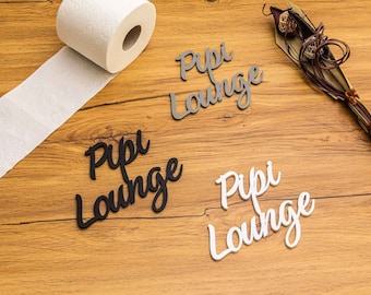 Panneau de porte Pipi Lounge, inscription 3D, WC, toilettes invités, panneau de toilette autocollant