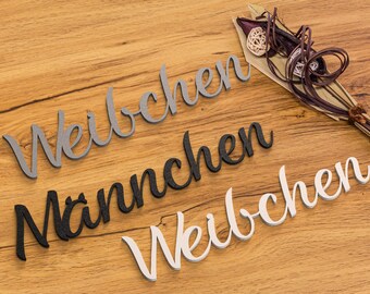 WC Door Sign Set Female Male Toilet Sign 3D Lettering Guest Toilet Self-Adhesive