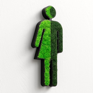 Toilet Moss Sign Divers Non-Binary | Moss Sign Wall Decoration for Restrooms | Sustainable and Stylish Restroom Signage