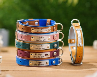 Leather Dog Collar Bow Tie, Wedding Dog Collar Personalized, Custom Dog Collar with BowTie, Leather Cat Collar, Dog Birthday Gifts