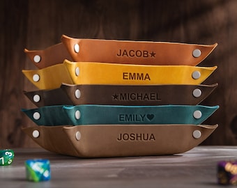 Personalized Dice Tray for Tabletop Gaming, Dice Holder DnD, Leather Dice Tray perfect DnD Gift for Dice Games