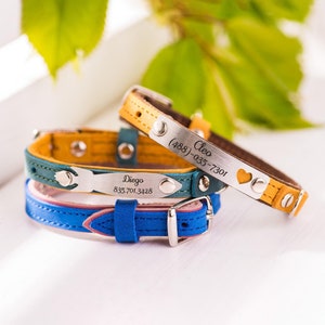 Personalisiertes Leder Katzenhalsband mit Namensschild, benutzerdefiniertes Katzenhalsband für Haustier Geburtstagsgeschenk, ID-Tag für Katzen, Katzengeschenke
