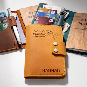 Couverture de journal personnalisée avec porte-cartes, cadeau de garçon d'honneur, journal personnalisé rechargeable, cadeaux pour hommes, couverture de carnet de voyage