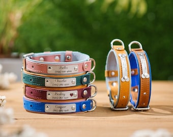 Personalized Dog Collar Bow Tie, Wedding Dog Collar, Leather Dog Collar with Name Plate, Dog Collar BowTie, Custom Dog Collar