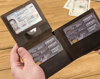 Airtag Wallet Men, College Graduation Gift for Him, Mens Leather Wallet Airtag, Personalized Handmade Wallet for Him