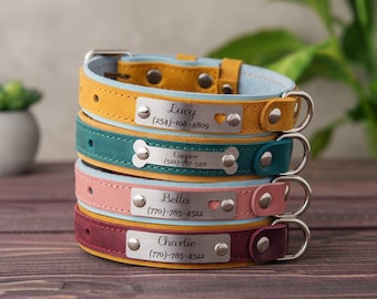 Collier pour chien personnalisé, Collier pour chien en cuir personnalisé, Collier pour chien avec nom, Collier pour chien personnalisé, Cadeaux pour les amateurs d'animaux de compagnie