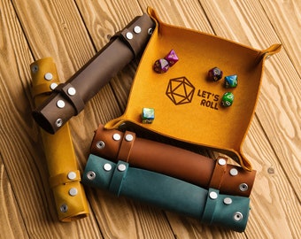 Custom Dice Rolling Tray, Leather Dice Tray and Storage, DnD Dice Tray, Personalized Dice Tray, Valet Tray for Men