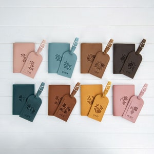 Travel Gift for Her, Personalized Passport Holder and Luggage Tag Gift Set, Leather Luggage Tag, Gift for Men, Wedding Passport Cover
