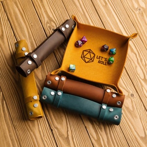Custom Dice Rolling Tray, Leather Dice Tray and Storage, DnD Dice Tray, Personalized Dice Tray, Valet Tray for Men