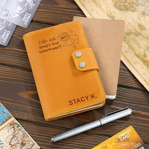 Leather Journal Refillable, Husband Gifts from Wife, Personalized Leather Field Notes Cover, 3 Year Anniversary Gift for Him, Custom Journal