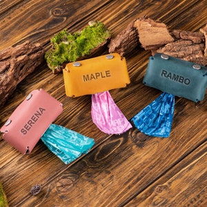 Personalized Dog Poop Bag Holder, Leather Dog Waste Bag Holder, Leather Dog Poop Bag Dispenser