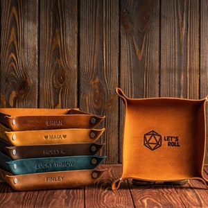 Leather Dice Tray, Groomsmen Gifts, Dice Rolling Tray, Personalized Gift for Mens, Gift for DnD Gamers, Personalized Rolling Tray