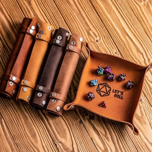 Personalized Leather Rolling Tray, Personalized anniversary gifts, Rolling Dice Tray, Custom Leather Tray Gifts for Him
