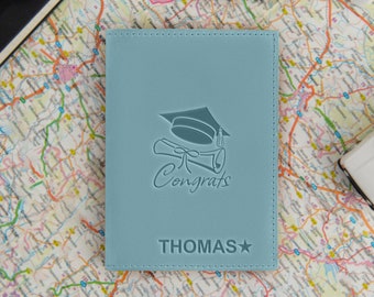 Graduation Gift for Him, Leather Passport Cover, Grad Gifts for Him, Personalized Passport Cover, Travel Gifts for Boyfriends