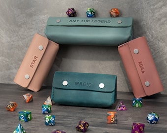 Personalized Leather Dice Bag, Dnd Dice Bag, DnD Dice Bag Holder, Leather Dice Bag Storage