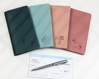 Personalized Leather Checkbook Cover, Checkbook Case, Checkbook Holder, Custom Checkbook Covers, Perfect Handmade Leather Gift, Gift for Him