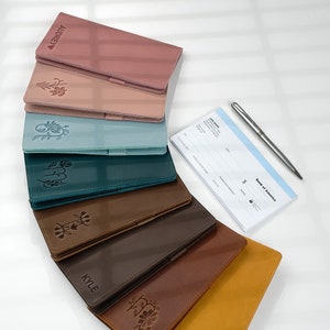 Capa de talão de cheques de couro personalizada, talão de cheques de couro, porta-talão de cheques, carteira de talão de cheques, estojo de talão de cheques