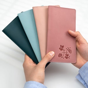 Funda de chequera de cuero personalizada, regalo personalizado para él, billetera y soporte de chequera de cuero, estuche de chequera, regalo de cuero único