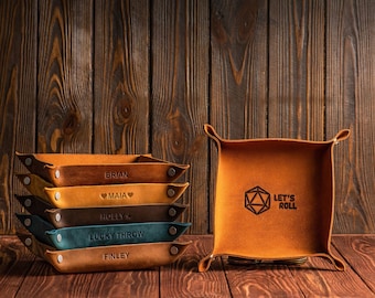 Leder Würfeltablett, Trauzeugen Geschenke, Würfeltablett, personalisiertes Geschenk für Herren, Geschenk für DnD-Gamer, personalisiertes Rolltablett