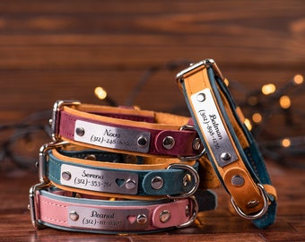 Collier pour chien personnalisé, collier pour chien en cuir, collier pour chien personnalisé avec plaque signalétique, collier pour chiot, cadeau pour amoureux des chiens