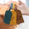 Personalized Luggage Tag, Leather Luggage Tag, Groomsmen Gift, Birth Month Flower, Gift for Bridesmaids, Custom Travel Gift, Gift for Him product logo